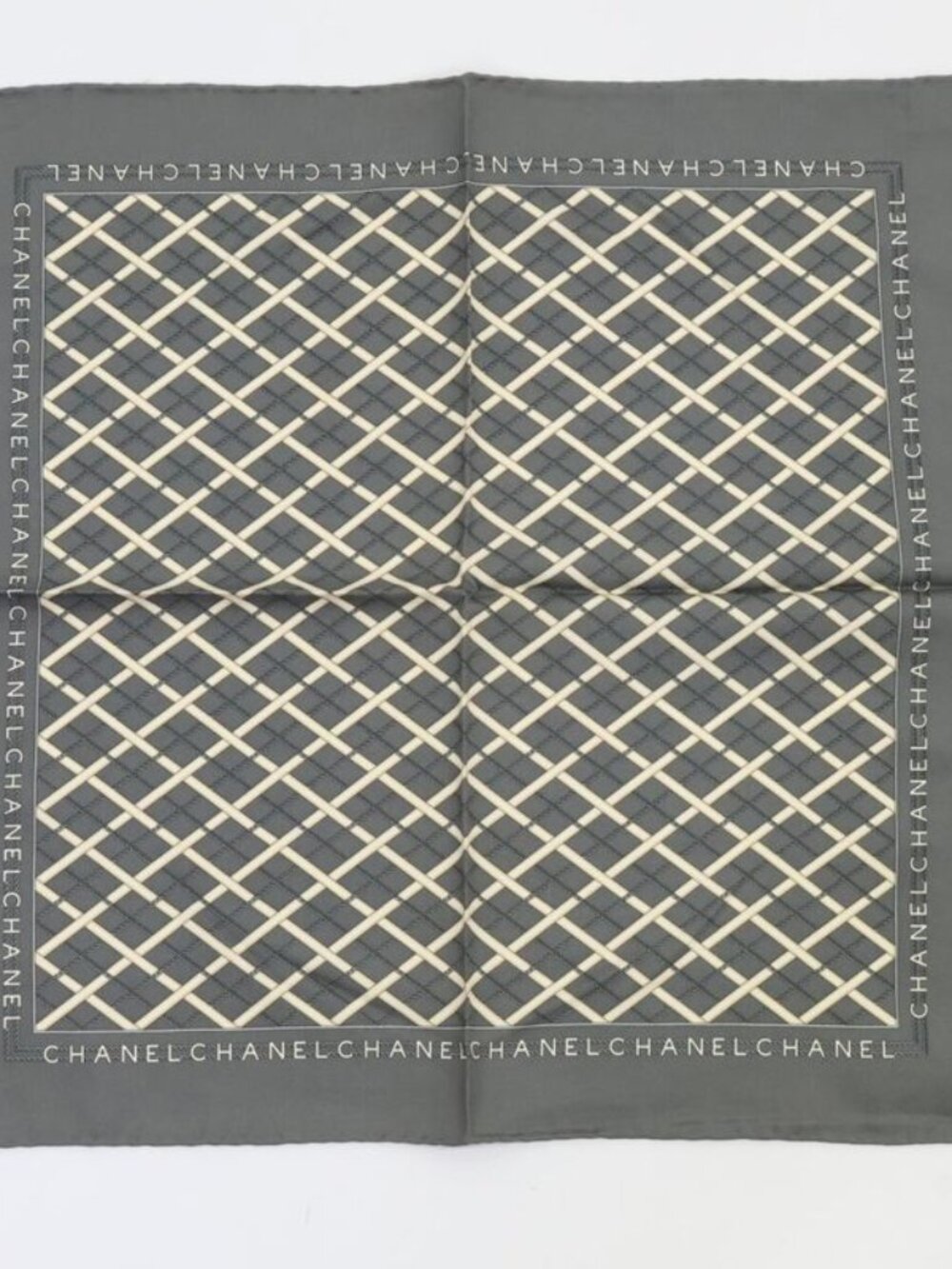 Chanel Quilted Design Chain Logo Silk Bandana Mini